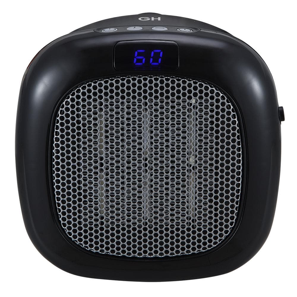 Black Wall-Mount Electric Mini Heater with Thermostat