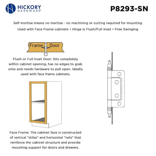 2-1/2 in. x 1-1/2 in. Satin Nickel Furniture Barrel Hinge 2-1/2 in. x 1-1/2 in. Satin Nickel Furniture Barrel Hinge