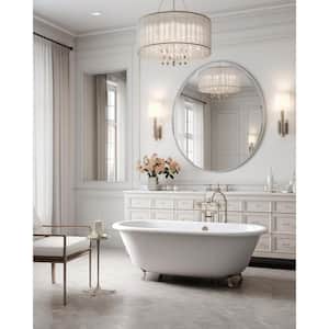 42 in. W x 42 in. H Round Framed Wall Mounted Bathroom Vanity Mirror in Silver