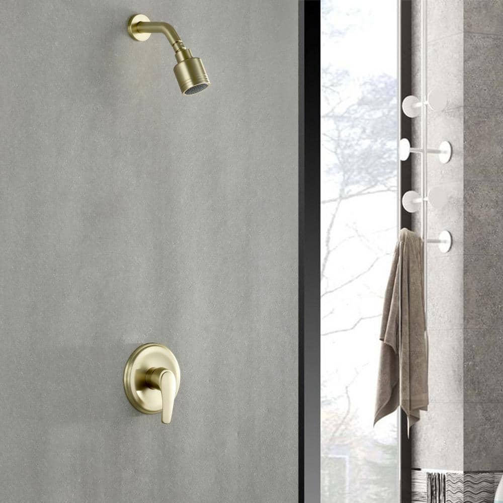 Brushed Gold Wall Mounted Rain Shower Faucet Set