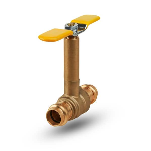 PLUMBFLEX Premium Brass Press Ball Valve with Long Bonnet and T-Handle, with 1/2 in. Press Connections