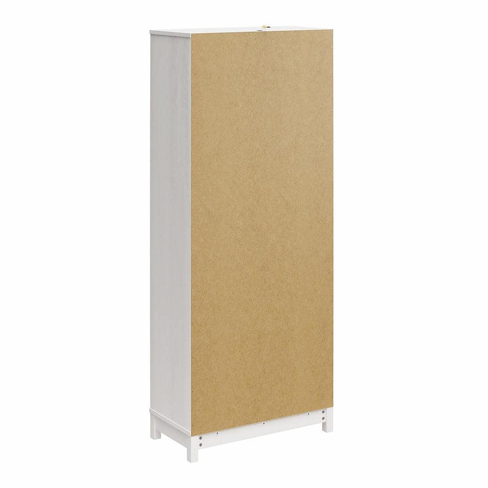 Ivory Oak 2-Door Storage Cabinet with Gold Mesh Doors