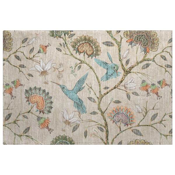 Dream Shag Premium Machine Washable Abstract ADS174 Beige 3 ft. x 4 ft. Area Rug
