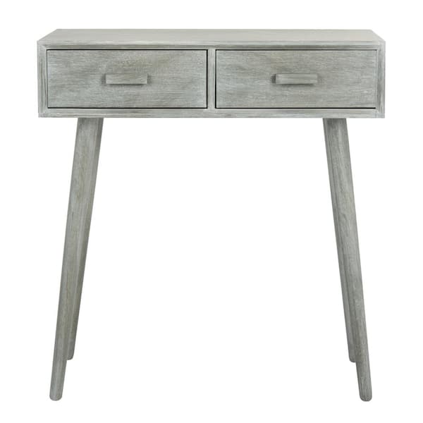 SAFAVIEH Dean 29 in. 2-Drawer Gray Wood Console Table