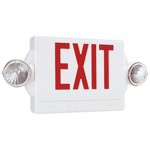 Lithonia Lighting Quantum 2-Light White and Red Exit Sign Emergency Light