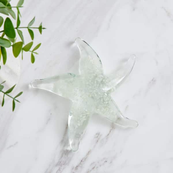 DANYA B Lorelei Clear 6.1 in. x 1.4 in. Glow-in-the-Dark Decorative Accent Glass Sculpture Nautical Figure-Starfish