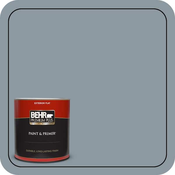 BEHR PREMIUM PLUS 1 qt. #N490-4 Teton Blue Flat Exterior Paint & Primer