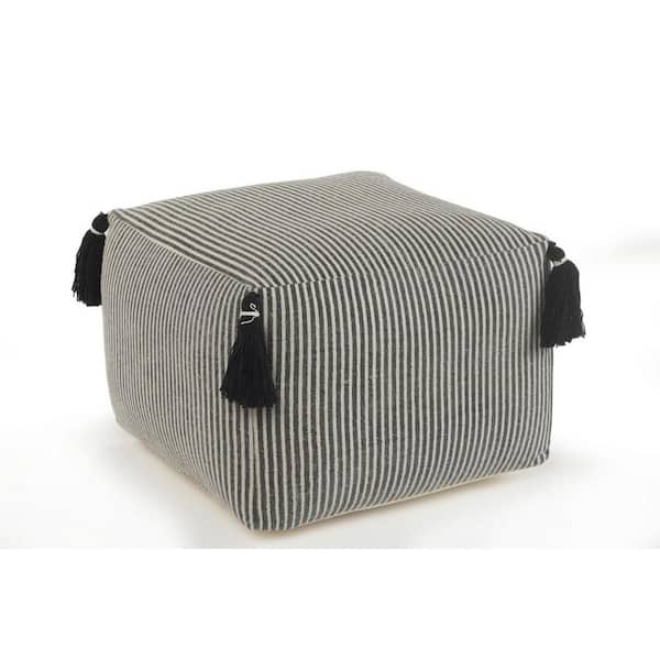 HomeRoots Amelia Gray Cotton Square Accent Ottoman