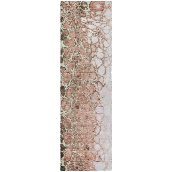 Dream Shag Premium Machine Washable Abstract ADS707 Salmon 2 ft. x 7 ft. Runner Rug