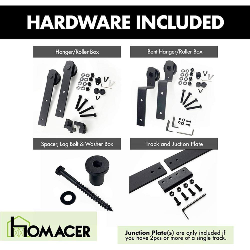 Homacer Black Rustic Single Track Bypass Sliding Barn Door Hardware Kit for Double Doors