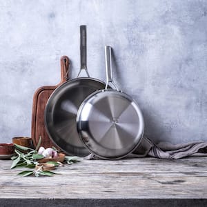 Tri-Ply Stainless Steel Induction 10" and 12" Frying Pan Skillet Set