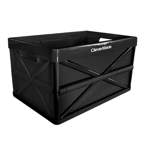 Clever Crates 25 l Collapsible Milk Crate in Grey and Black 8534175-AAU -  The Home Depot