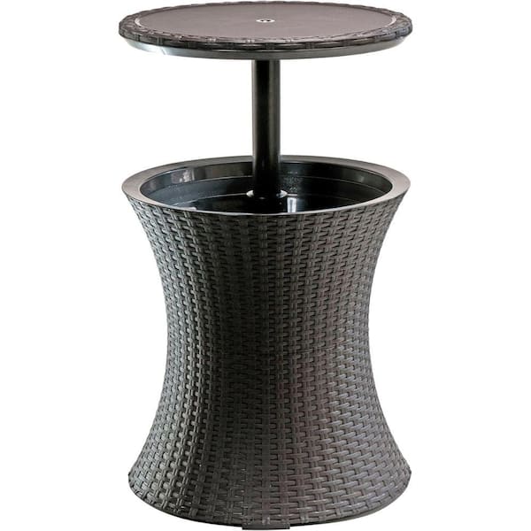 ITOPFOX Brown Round Wood 33.2 Outdoor Bistro Table with Extension