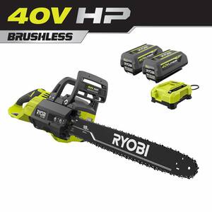 40V HP Brushless 18 in. Electric Cordless Chainsaw with (2) 5 Ah. Batteries and Charger