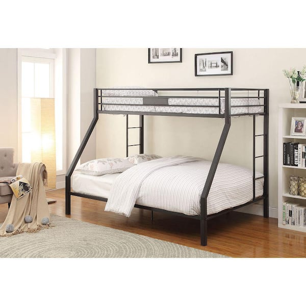 Black Twin XL/Queen Bunk Bed With Metal Frame LKL-329-BLXQ - The
