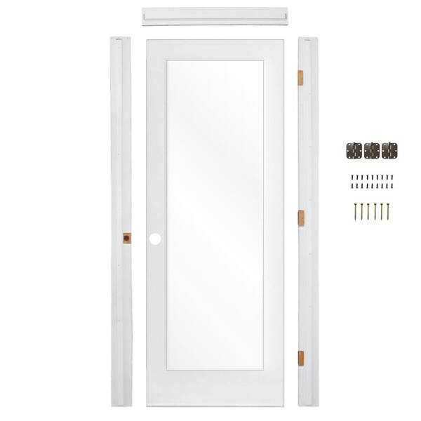 Krosswood Doors Ready-To-Assemble 28 in. x 80 in. 1-Lite Right-Hand Clear Glass Solid Core MDF Primed Single Interior Door