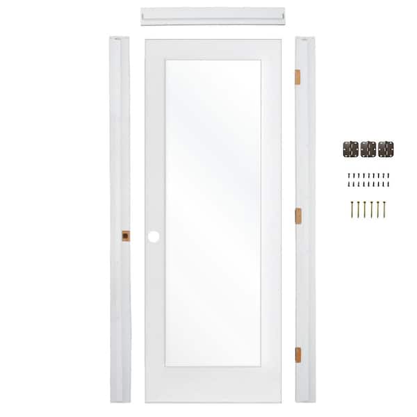 Krosswood Doors Ready-To-Assemble 30 in. x 80 in. 1-Lite Right-Hand Clear Glass Solid Core MDF Primed Single Interior Door