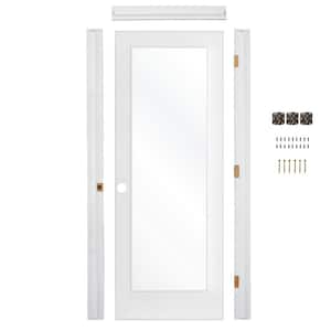 Ready-To-Assemble 24 in. x 80 in. 1-Lite Right-Hand Clear Glass Solid Core MDF Primed Single Prehung Interior Door
