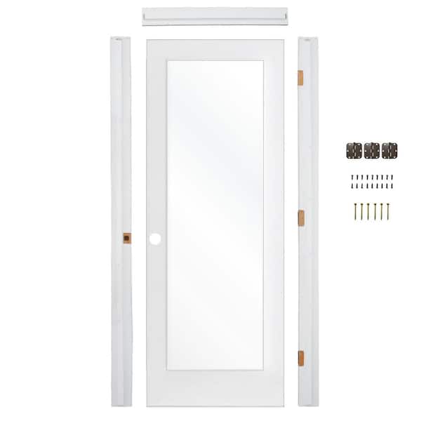 Krosswood Doors Ready-To-Assemble 36 in. x 80 in. 1-Lite Right-Hand Clear Glass Solid Core MDF Primed Single Prehung Interior Door