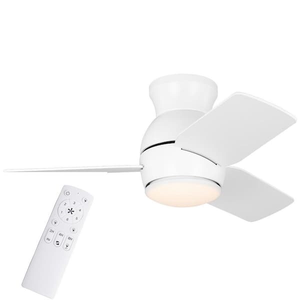 Marcross 30 in. Matte White Flush Mount Standard Ceiling Fan with DC Motor, White Adjustable LED Light, and Remote