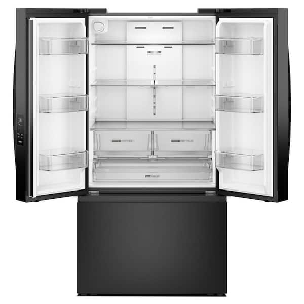 36 in. 31 cu. ft. Freestanding French Door Refrigerator in Black with Interior Water Dispenser