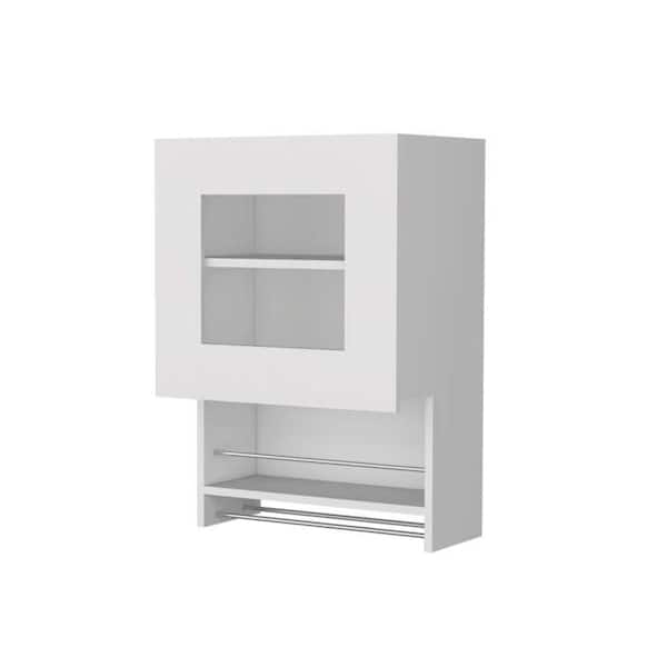 13.19 in. W x 19.69 in. D x 28.74 in. H Ready to Assembly MDF Wall Mounted Kitchen Cabinet in White Spice and Towel Rack