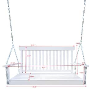 Farmhouse 2-Person Wood Porch Swing with Armrests and Hanging Chains for Outdoor Patio Garden Yard