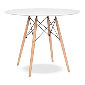 White Wood 36 in. 4 Legs Dining Table Seats 4)
