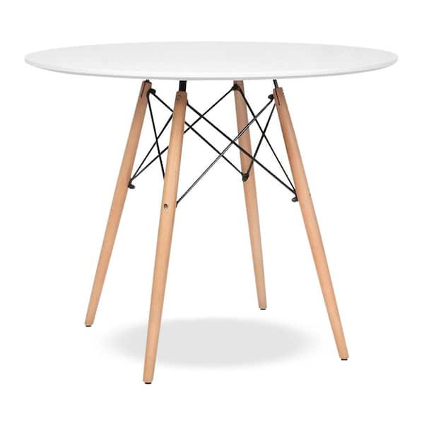 HomeRoots White Wood 36 in. 4 Legs Dining Table Seats 4)