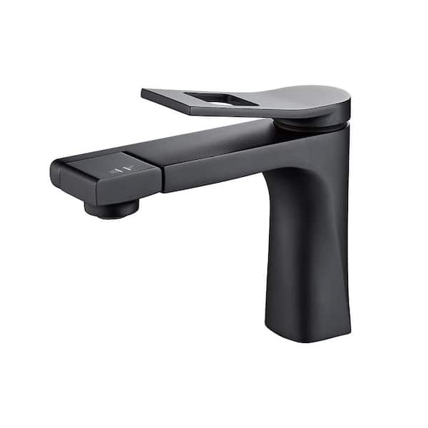 FURUISI Single Handle Single Hole Bathroom Faucet with Supply Lines and Spot Resistant in Matte Black