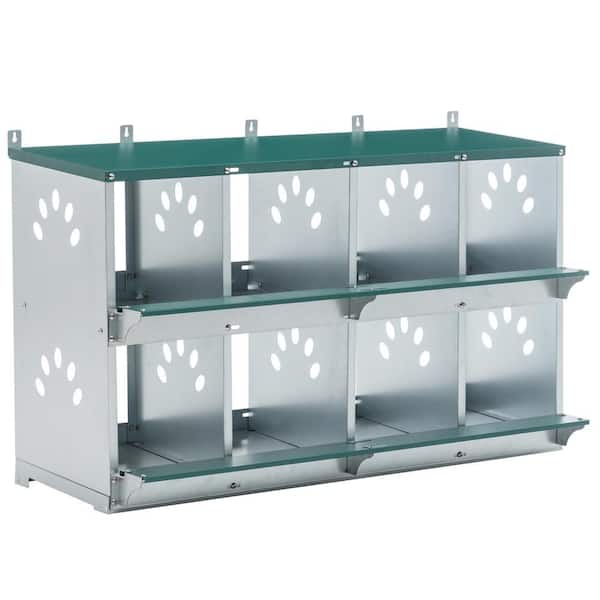 cenadinz 11 in. x 13 in. x 9.65 in. Green 8 Compartment Nesting Box Galvanized Steel Chicken Coops Poultry Fencing
