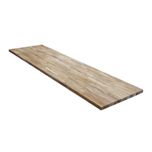 10 ft. L x 25 in. D Unfinished Teak Solid Wood Butcher Block Countertop With Square Edge