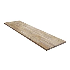 8 ft. L x 25 in. D Unfinished Teak Solid Wood Butcher Block Countertop With Square Edge