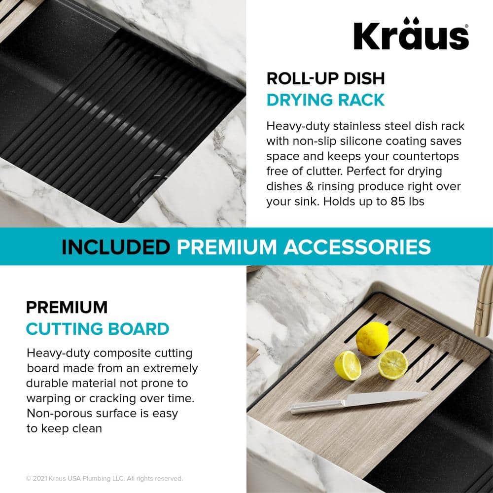 Metallic Black Quartz Composite Single Bowl Drop-in Kitchen Sink