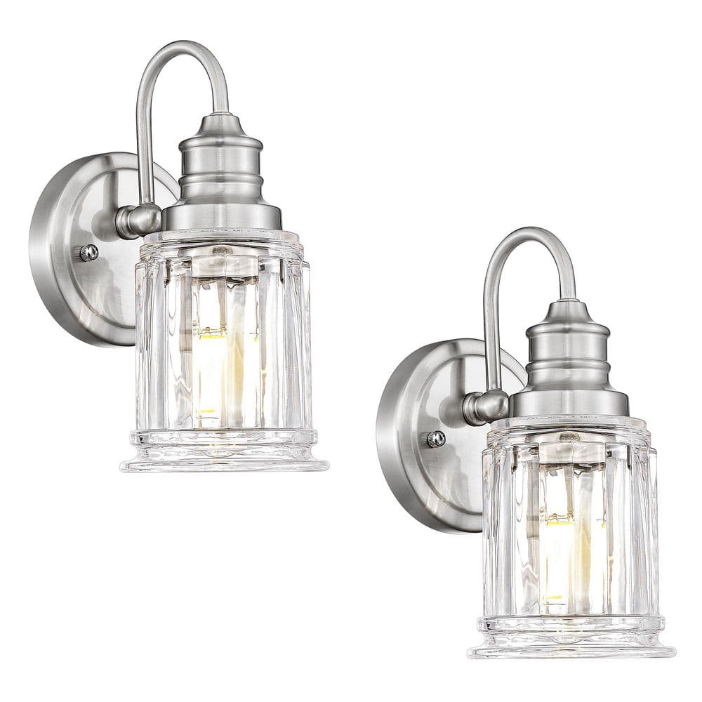 4.7 in. 1 Light Brushed Nickel Vanity Light with Clear Glass Shade 2 PK price history on PriceWatchPro