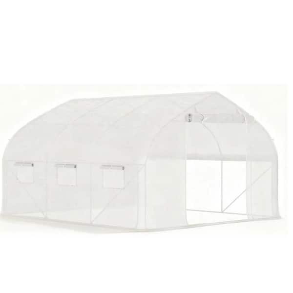 136.5 x118 x 78.75 Tunnel Greenhouse with Steel Frame, Mesh Door and Windows, for Plant Growing Season Extension
