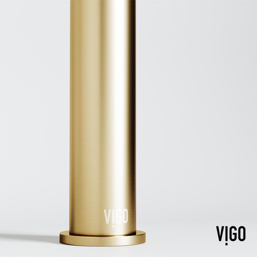 Matte Brushed Gold Single-Hole Bathroom Vessel Faucet