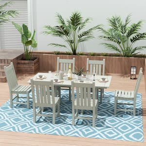 Hayes Sand 7-Piece HDPE Plastic Outdoor Dining Set with Side Chairs