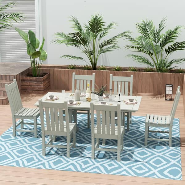 WESTIN OUTDOOR Hayes Sand 7-Piece HDPE Plastic Outdoor Dining Set with Side Chairs