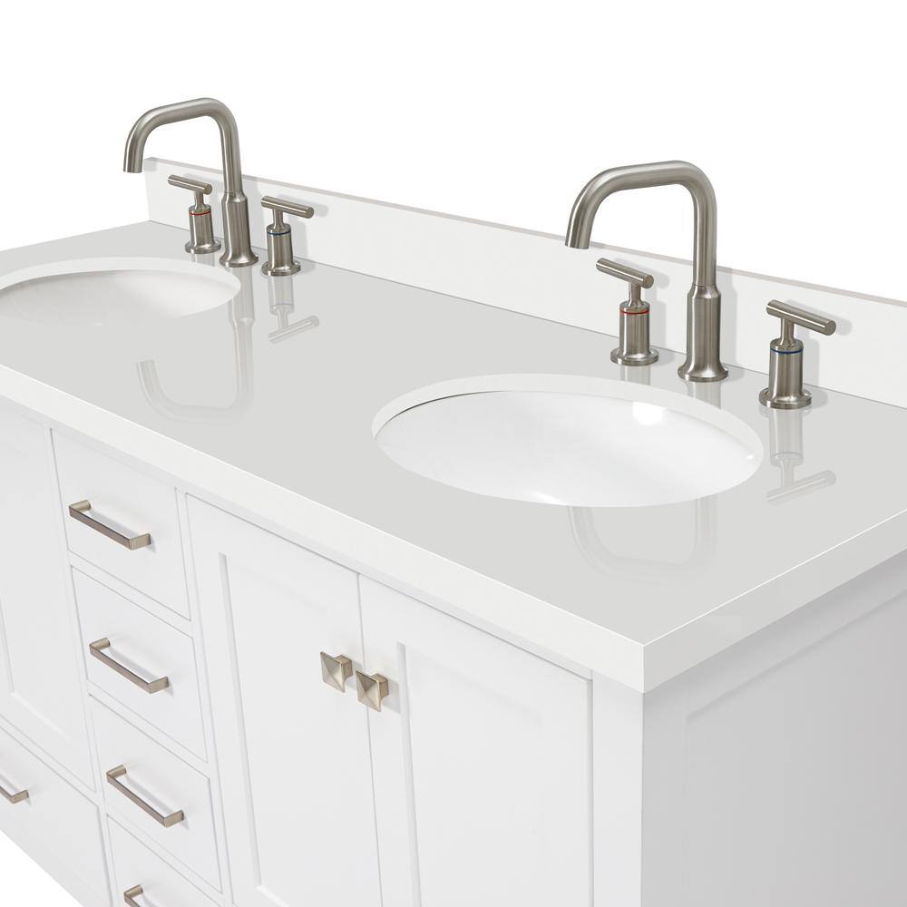 Cambridge 61'' White Double Vanity with Quartz Top
