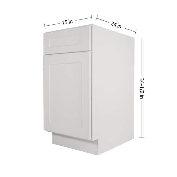 HOMEIBRO Newport Light Dove Plywood Shaker Style Stock 1-Door 1-Drawer Base Kitchen Cabinet (15 in. x 34.5 in. x 24 in.)