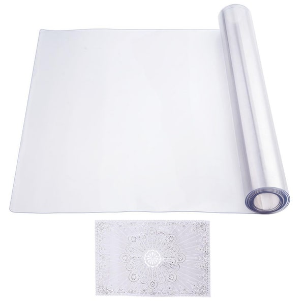 Plastic Table Cover 42 x 96 in. 1.5 mm Thick Clear Solid Table Protector Rectangle PVC Desk Mat Waterproof