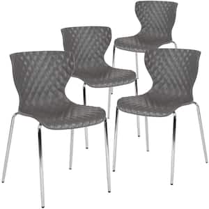 Plastic Stackable Chair in Gray (Set of 4)