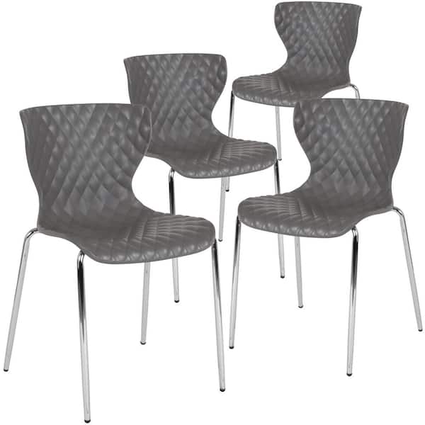 Carnegy Avenue Plastic Stackable Chair in Gray (Set of 4)