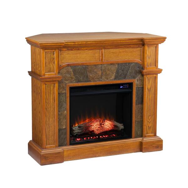 Southern Enterprises Shallaen 45.5 in. Corner Convertible Touch Panel Electric  Fireplace in Mission Oak with Earth-Toned Faux Slate HD053462 - The Home  Depot