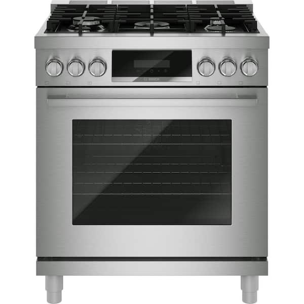 800 Series 30 in. 4.7 cu. ft. Industrial Pro Style Dual Fuel Range with 5-Burners in Stainless Steel