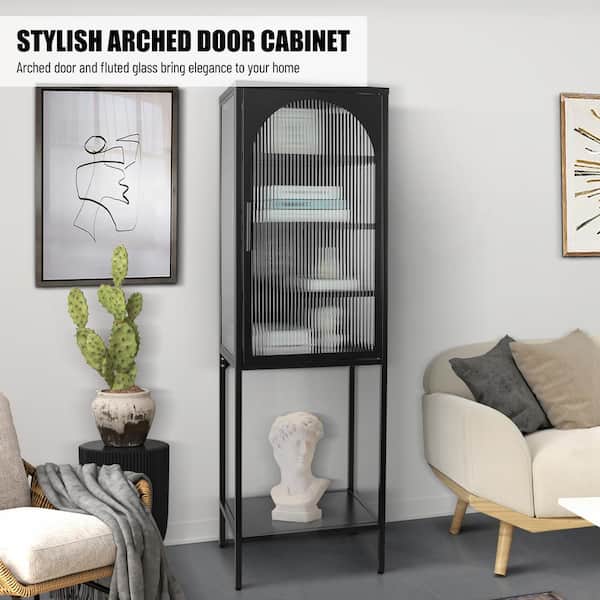 78.3 Elegant Tall Cabinet With Acrylic Panel Doors, Modern Living