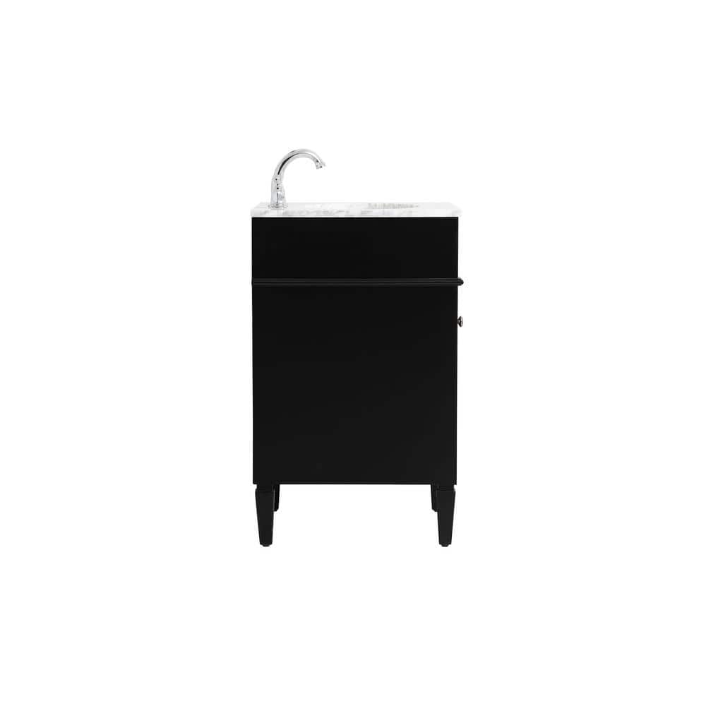 Black Marble Top Single Sink Vanity with Porcelain Basin