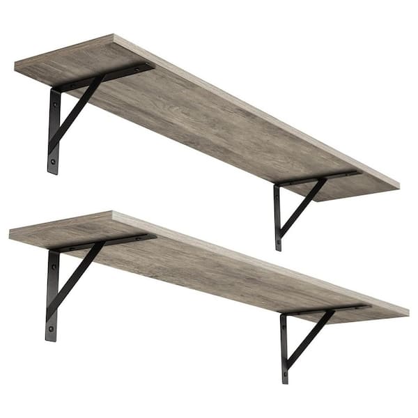 Unbranded 31.5 in. W x 7.9 in. D Grey Decorative Wall Shelf, (Set of 2)
