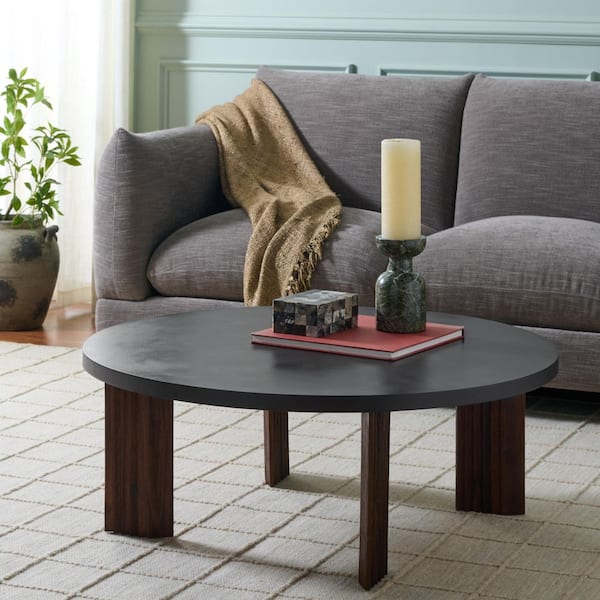 Basilio 35.5 in. Charcoal/Espresso Round Wood Coffee Table